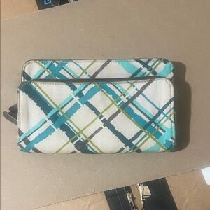 Thirty-One Plaid Wallet in Blue and Green